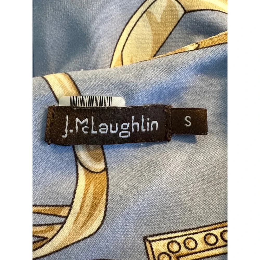 J. McLaughlin Catalina Cloth Sleeveless Dress Size S Blue Equestrian Ruffle Hem - Picture 6 of 8